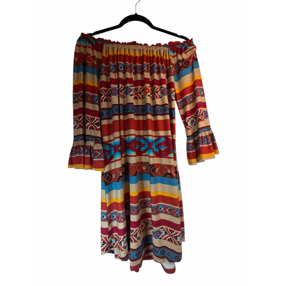 SCULLY Serape Red Aztec Peasant Dress - Size M - Picture 4 of 8